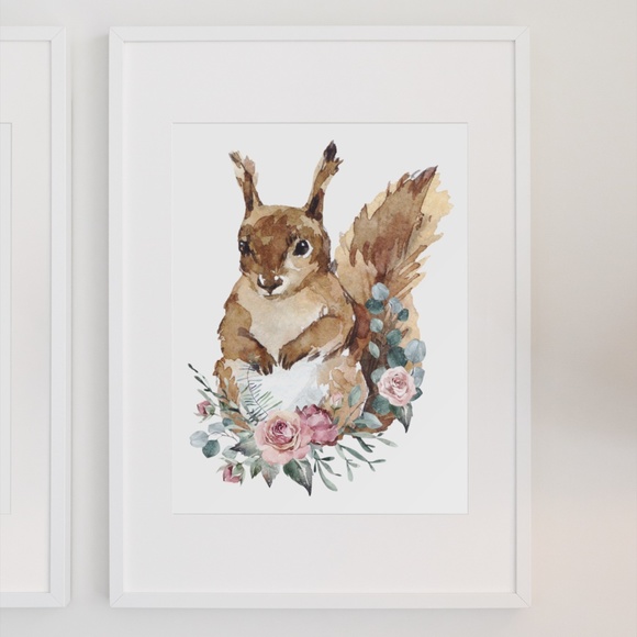 Squirrel Wall Art Watercolor Illustration Print Poster Unframed - Picture 5 of 10